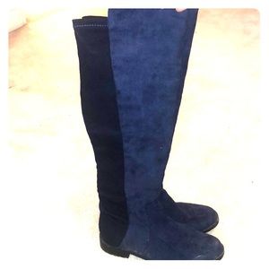 Blue and black suede & elastic boots